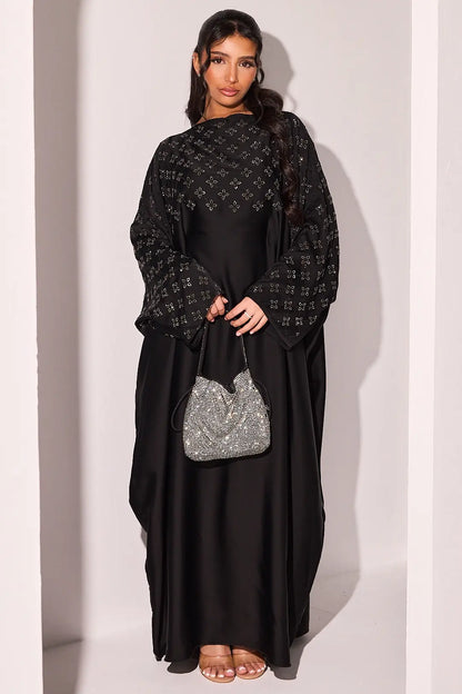 Noir Abaya mit Strass-Verziehrungen