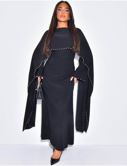Abaya mit Perlenverziehrung & Cape