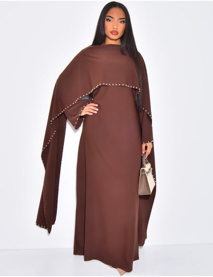 Abaya mit Perlenverziehrung & Cape