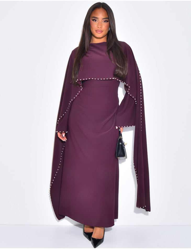 Abaya mit Perlenverziehrung & Cape